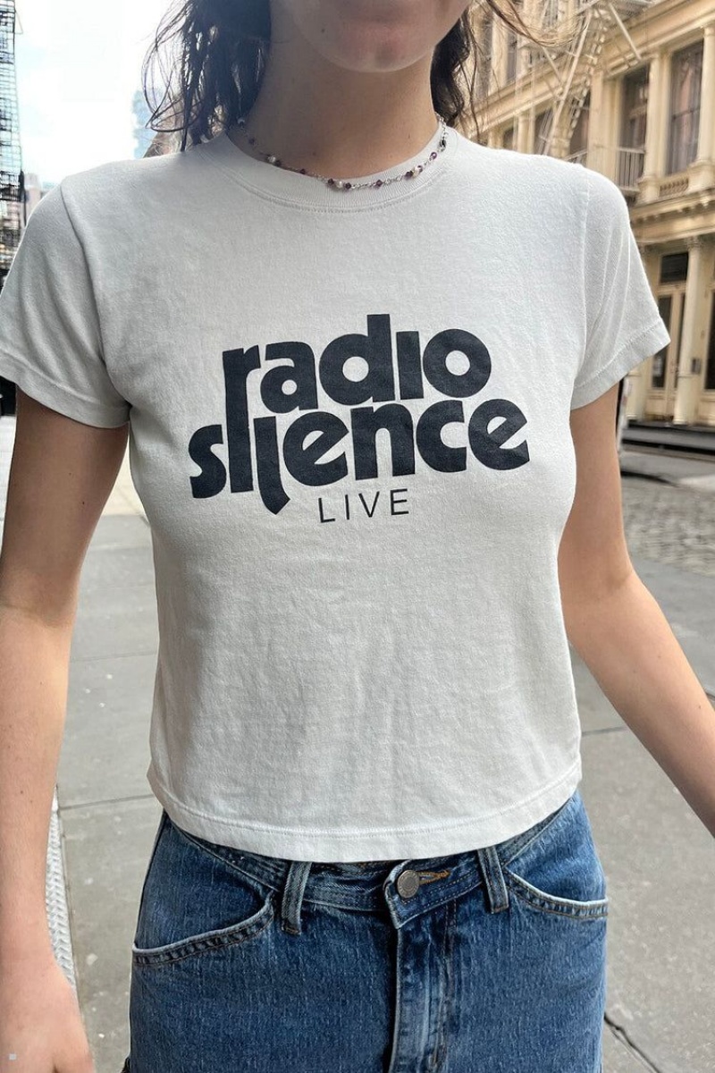 T-Shirt Brandy Melville Chloe Radio Silence Live Blanche | FBV-65521833